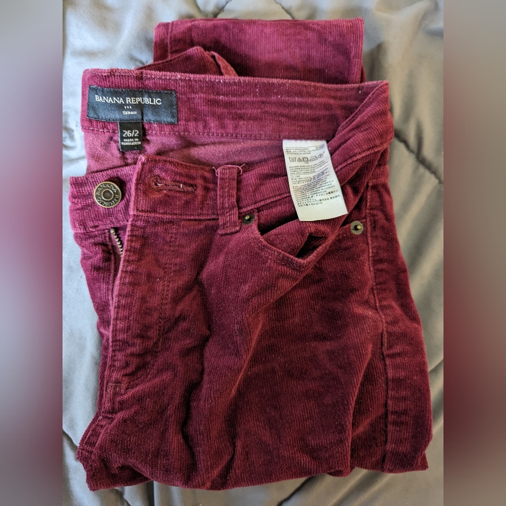 Banana Republic Burgundy Corduroy Skinny Pants Size 26/2
